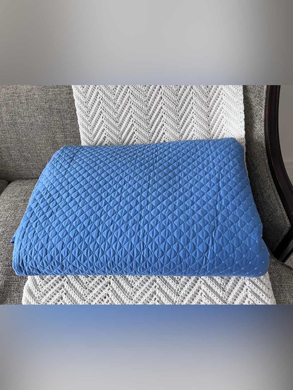 Charter Club Quilted Coverlet in Medium Blue quilt King size - Picture 1 of 8